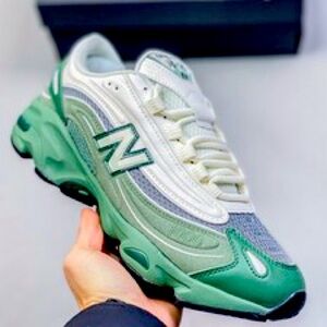 New Balance Green and White Sneakers